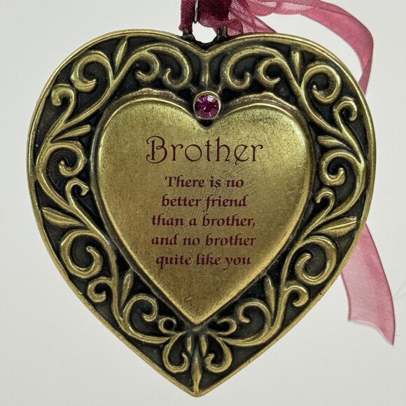 Gloria Duchin Inc Other - Vtg Brother Christmas Ornament Pewter Heart Swarovski Crystal Gloria Duchin USA